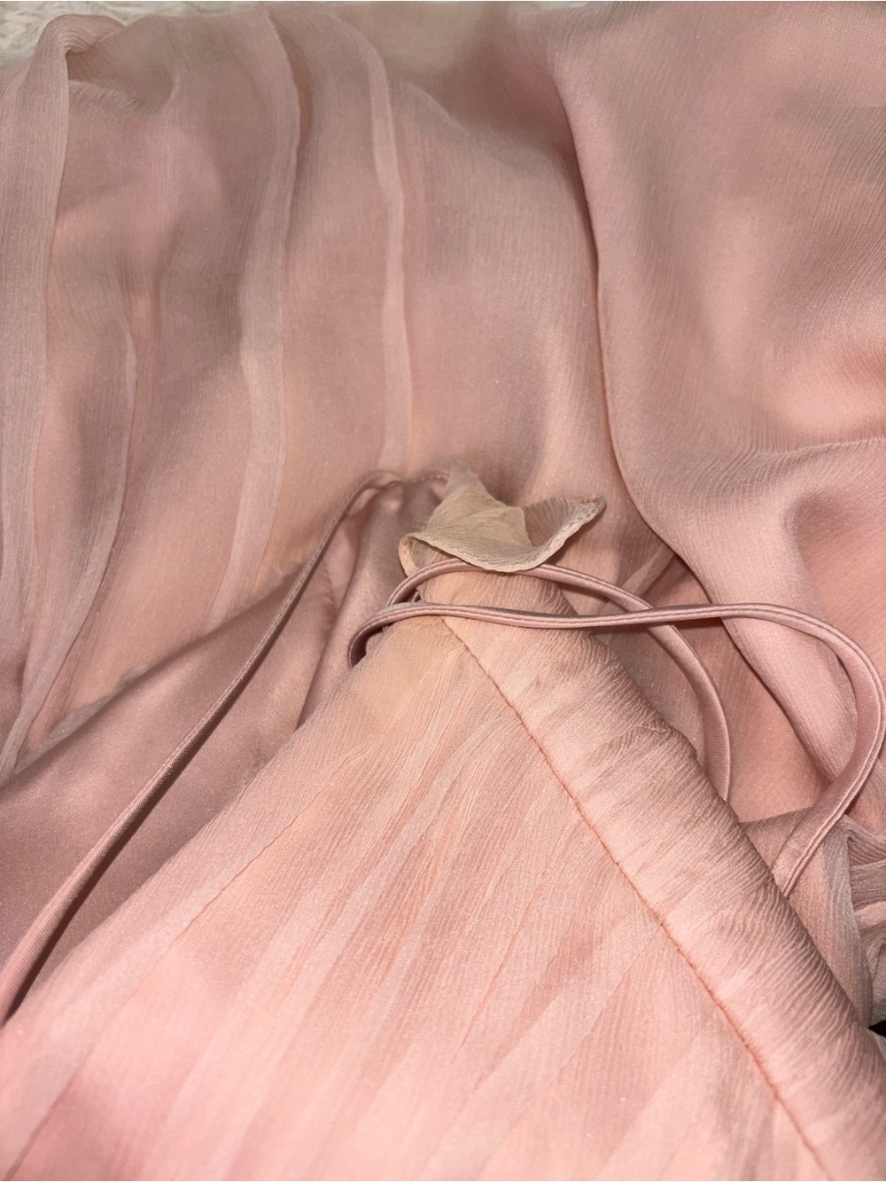 Amsale Soft Pink Ruffle Chiffon Strapless Dress size 6 - Picture 7 of 16